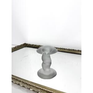 Viking Glass MCM Smaller Mushroom 2 1/2 " Frosted Clear Satin Glass Paperweight